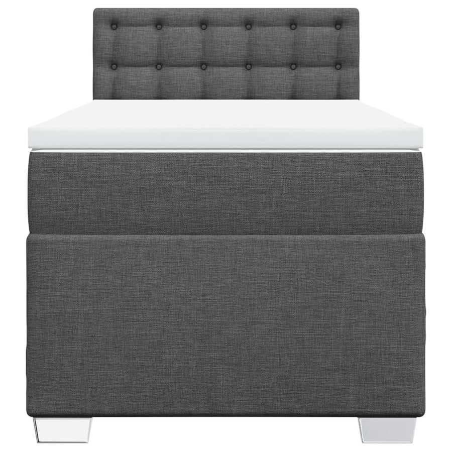 Boxspring met matras stof donkergrijs 90x190 cm
