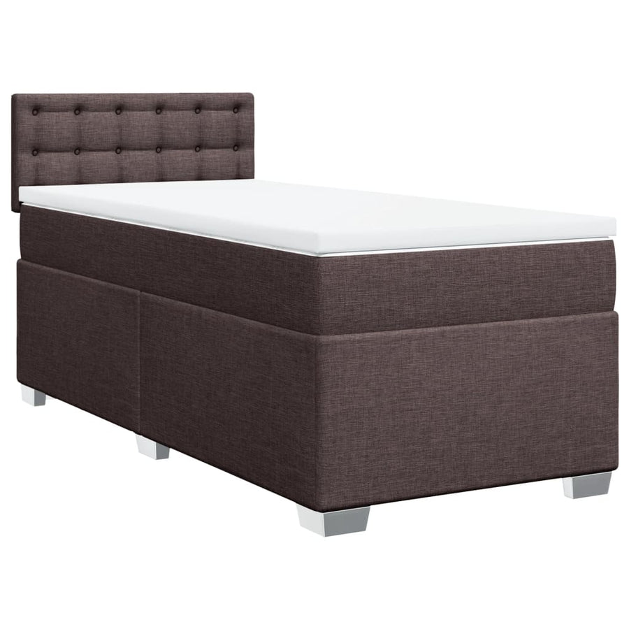 Boxspring met matras stof donkerbruin 90x190 cm