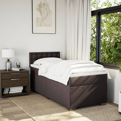 Boxspring met matras stof donkerbruin 90x190 cm