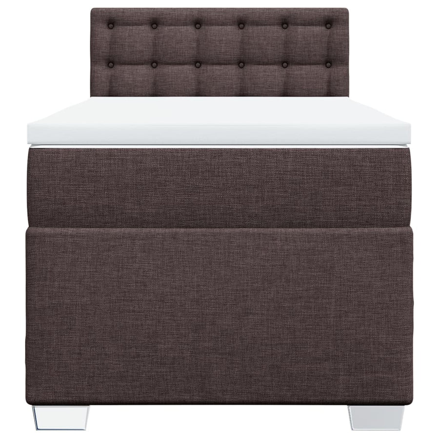Boxspring met matras stof donkerbruin 90x190 cm