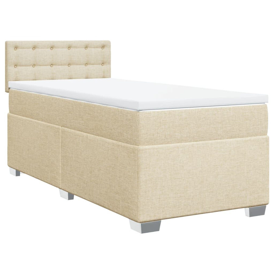 Boxspring met matras stof crèmekleurig 90x190 cm