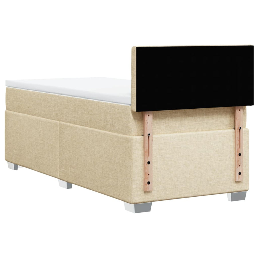 Boxspring met matras stof crèmekleurig 90x190 cm