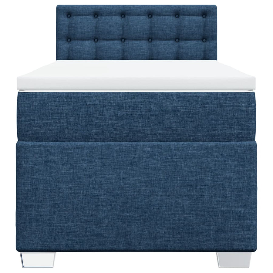 Boxspring met matras stof blauw 90x190 cm
