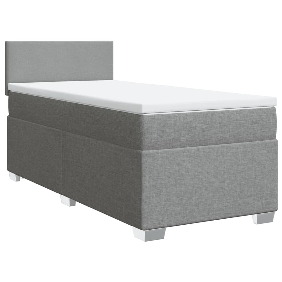 Boxspring met matras stof lichtgrijs 90x200 cm