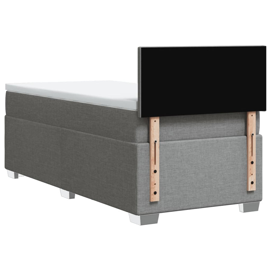 Boxspring met matras stof lichtgrijs 90x200 cm