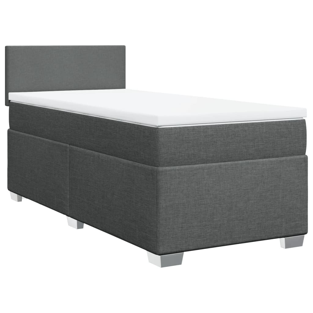 Boxspring met matras stof donkergrijs 90x200 cm
