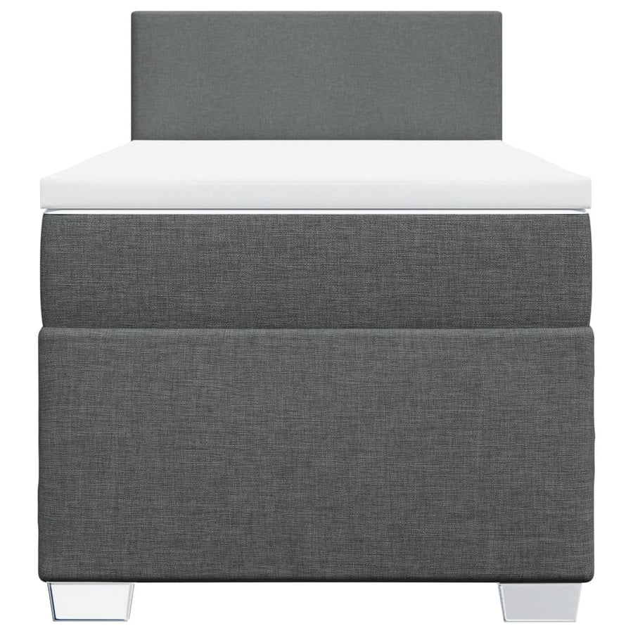 Boxspring met matras stof donkergrijs 90x200 cm