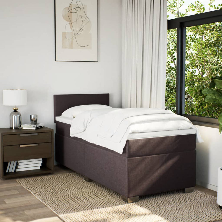 Boxspring met matras stof donkerbruin 90x200 cm