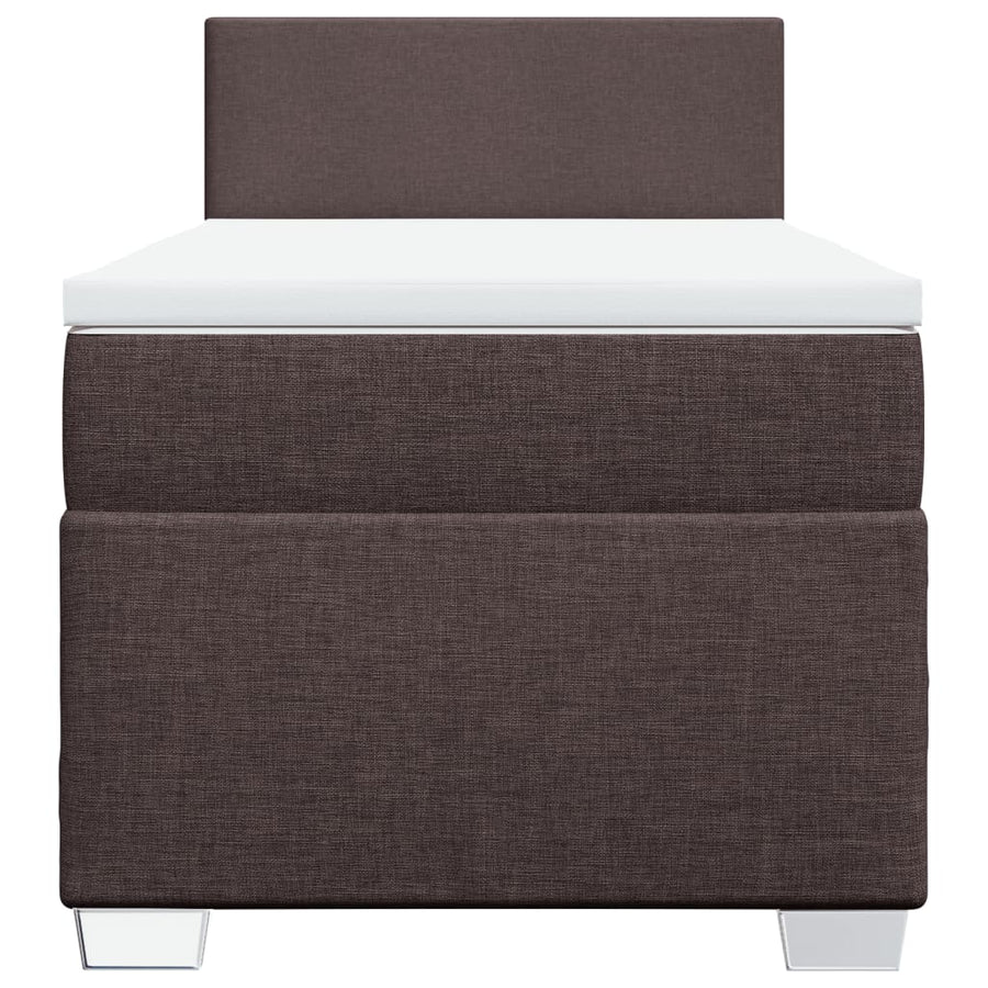 Boxspring met matras stof donkerbruin 90x200 cm