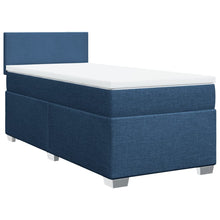 Boxspring met matras stof blauw 90x200 cm