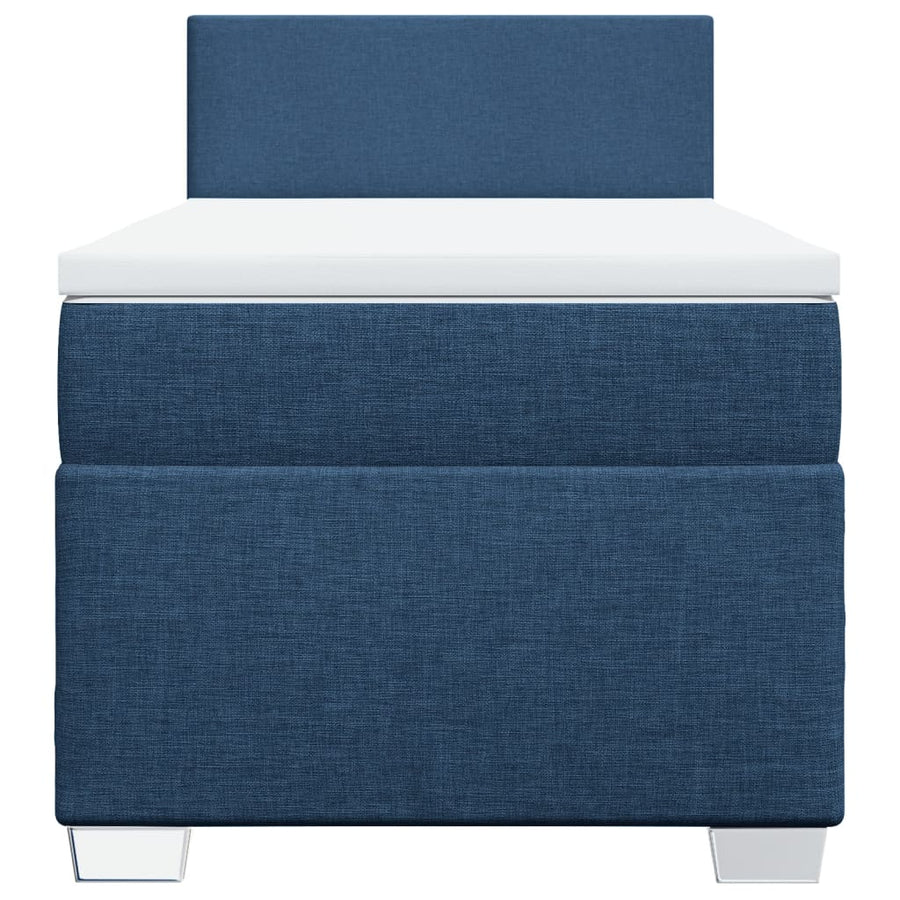 Boxspring met matras stof blauw 90x200 cm
