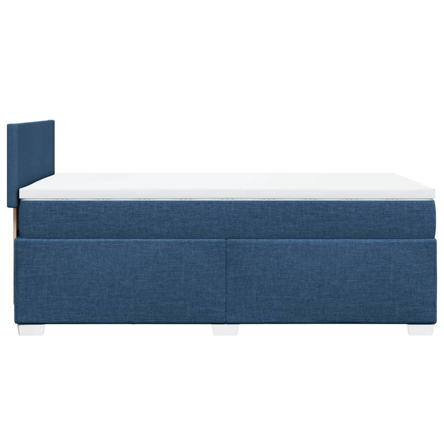 Boxspring met matras stof blauw 90x200 cm