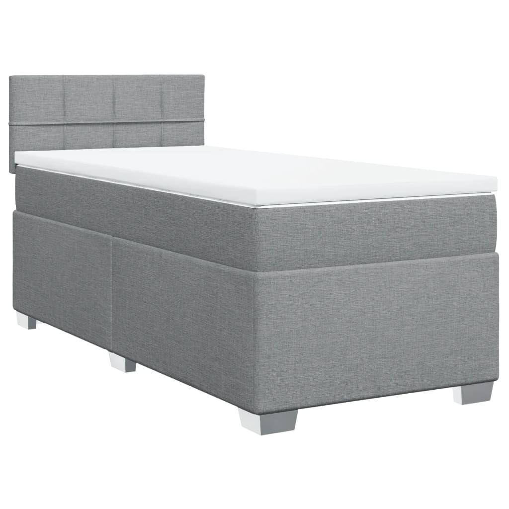Boxspring met matras stof lichtgrijs 90x200 cm