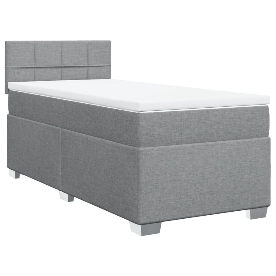 Boxspring met matras stof lichtgrijs 90x200 cm