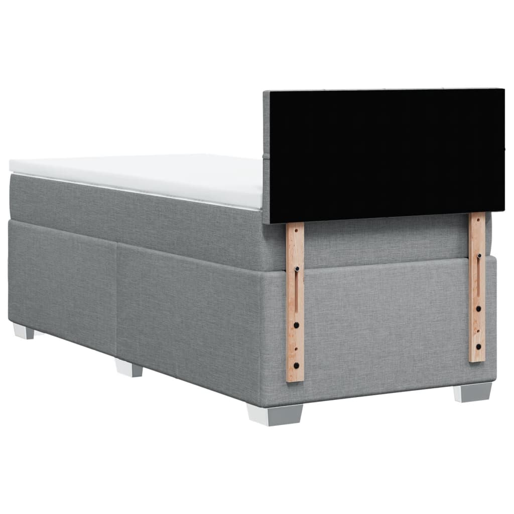 Boxspring met matras stof lichtgrijs 90x200 cm
