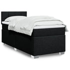 Box spring with mattress fabric black 90x200 cm