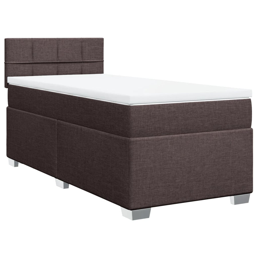Boxspring met matras stof donkerbruin 90x200 cm