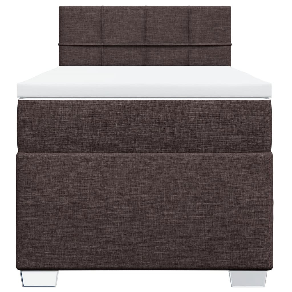 Boxspring met matras stof donkerbruin 90x200 cm