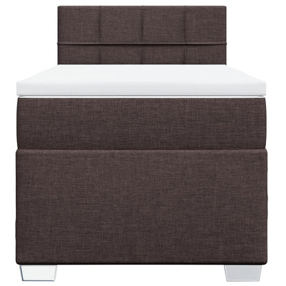 Boxspring met matras stof donkerbruin 90x200 cm