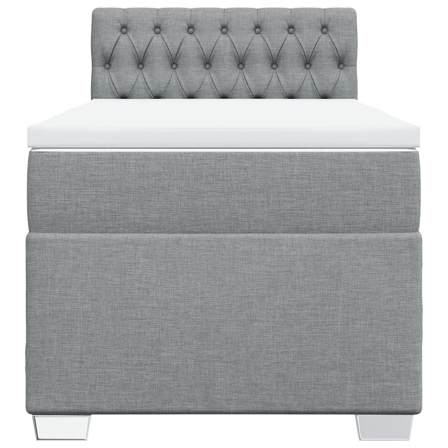 Boxspring met matras stof lichtgrijs 90x200 cm