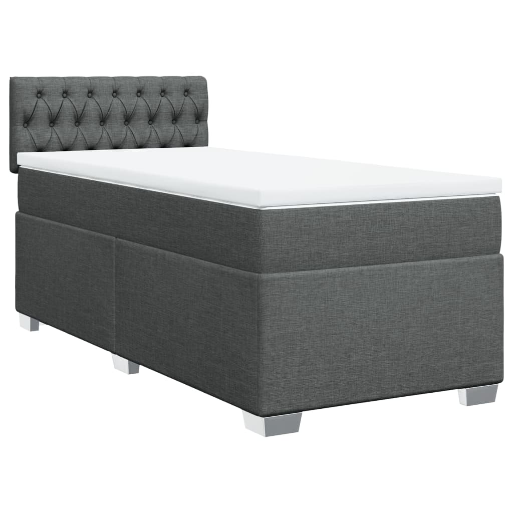 Boxspring met matras stof donkergrijs 90x200 cm