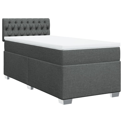 Boxspring met matras stof donkergrijs 90x200 cm