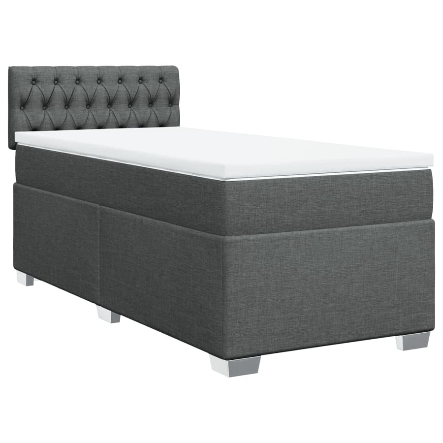 Boxspring met matras stof donkergrijs 90x200 cm