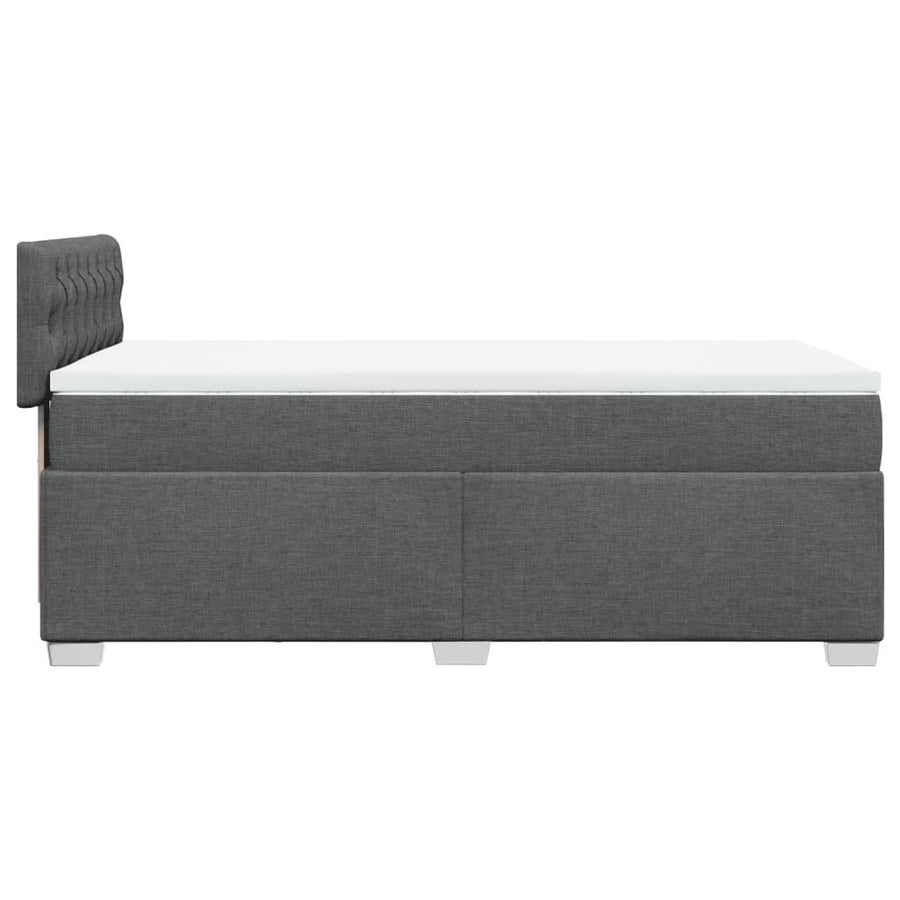 Boxspring met matras stof donkergrijs 90x200 cm