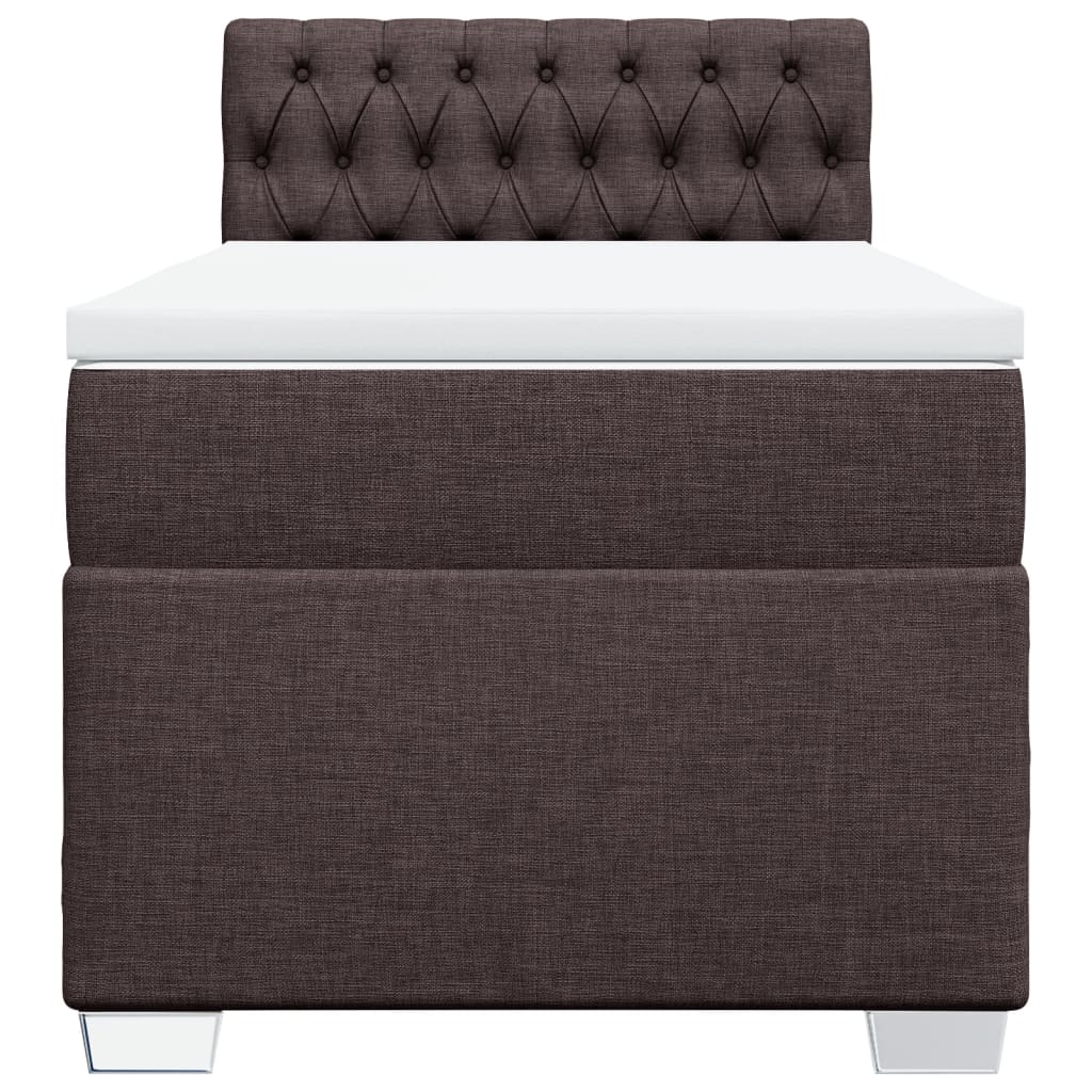 Boxspring met matras stof donkerbruin 90x200 cm