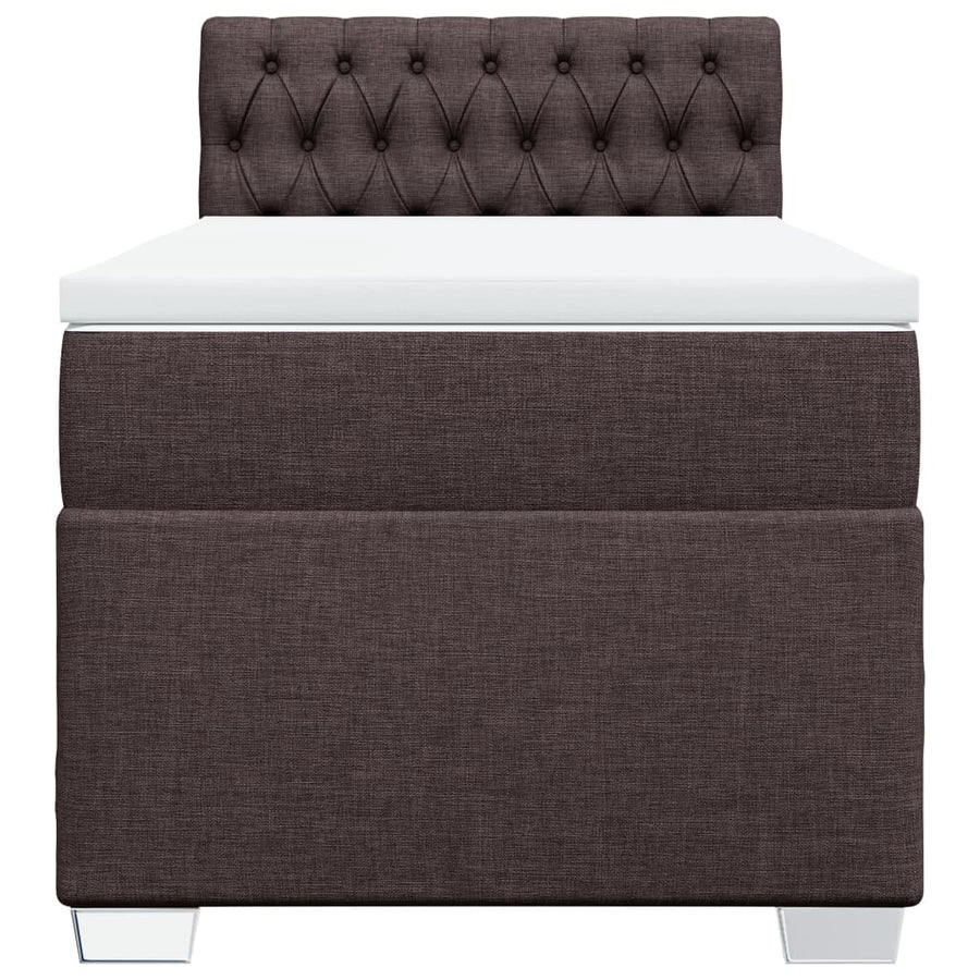 Boxspring met matras stof donkerbruin 90x200 cm