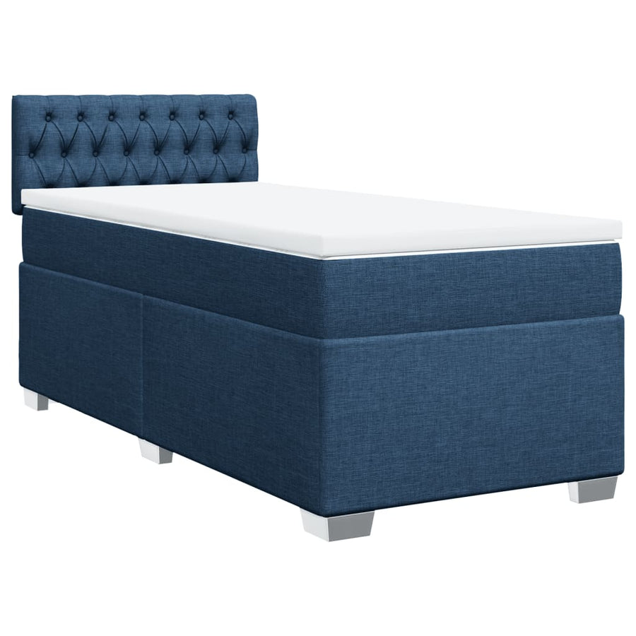 Boxspring met matras stof blauw 90x200 cm