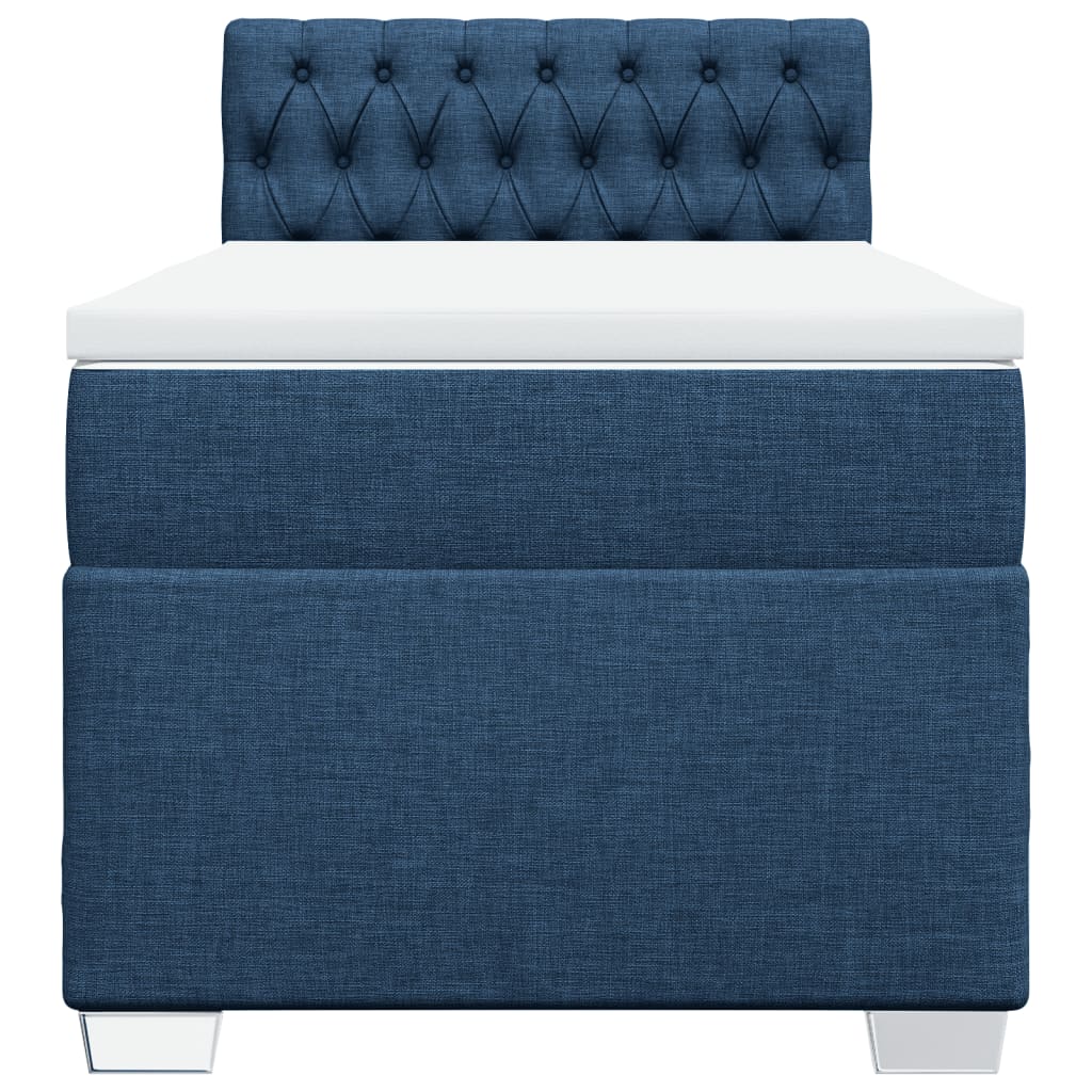 Boxspring met matras stof blauw 90x200 cm