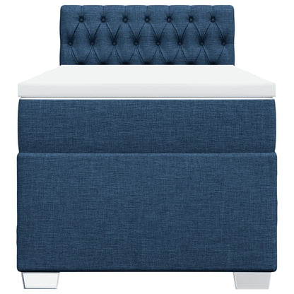 Boxspring met matras stof blauw 90x200 cm