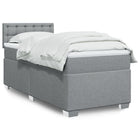 Box spring with mattress light gray fabric 90x200 cm