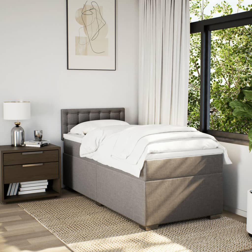 Boxspring met matras stof taupe 90x200 cm