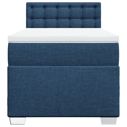 Boxspring met matras stof blauw 90x200 cm