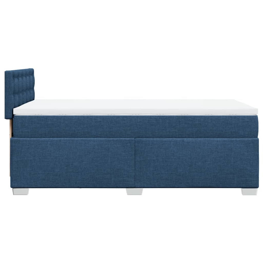Boxspring met matras stof blauw 90x200 cm