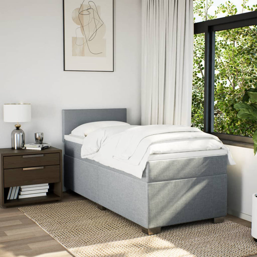 Boxspring met matras stof lichtgrijs 100x200 cm