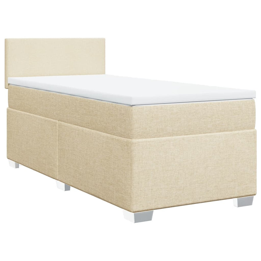 Boxspring met matras stof crèmekleurig 100x200 cm