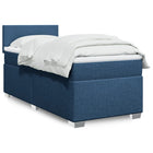 Boxspring met matras stof blauw 100x200 cm