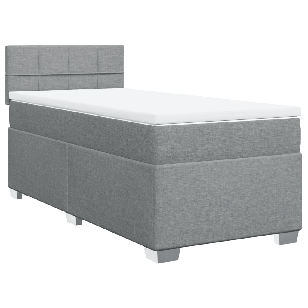 Boxspring met matras stof lichtgrijs 100x200 cm