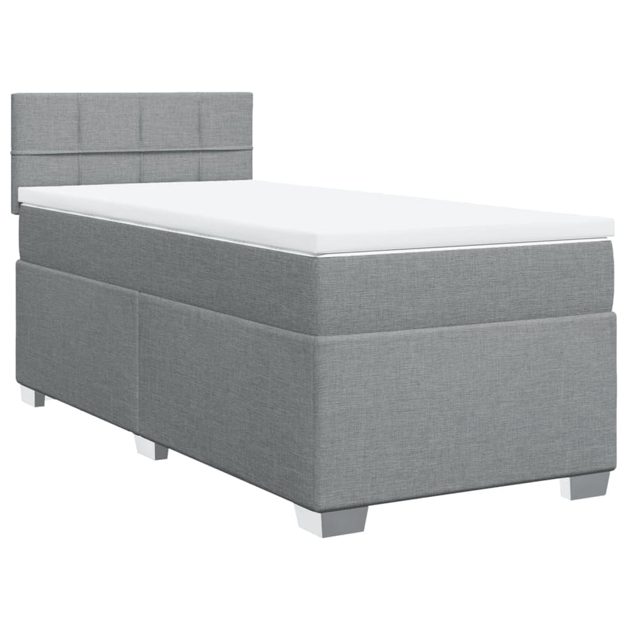Boxspring met matras stof lichtgrijs 100x200 cm