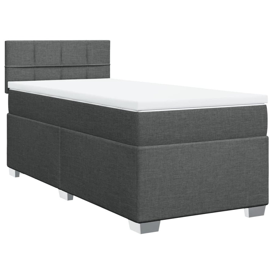 Boxspring met matras stof donkergrijs 100x200 cm