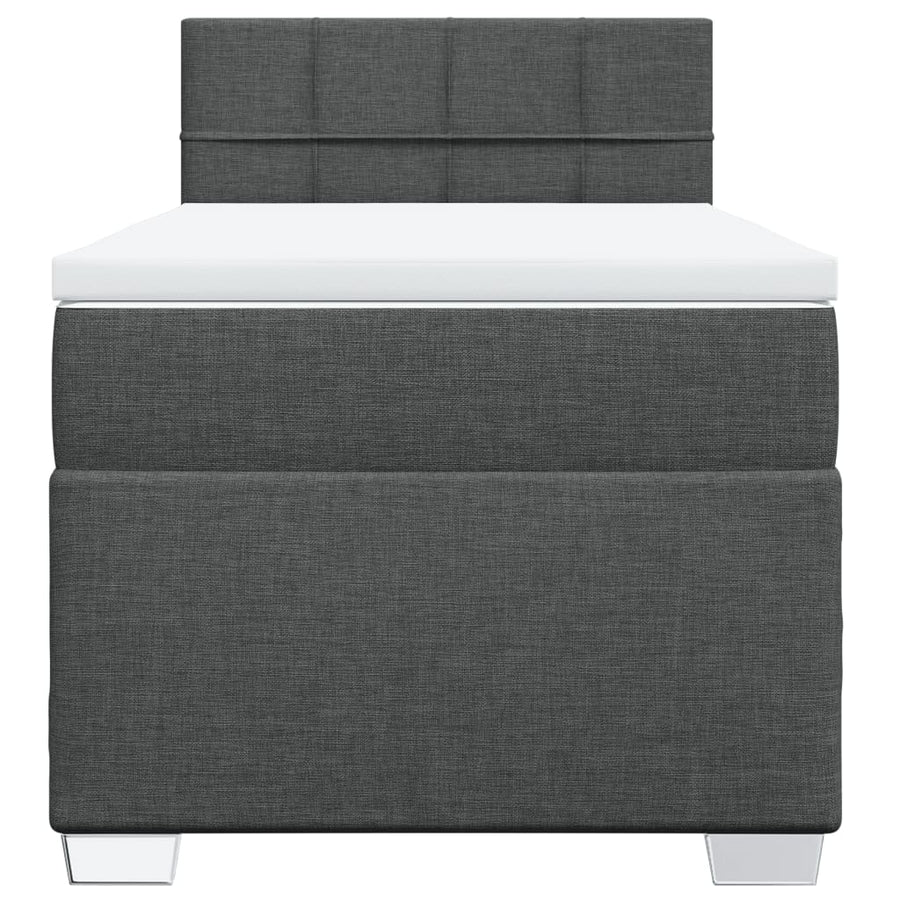 Boxspring met matras stof donkergrijs 100x200 cm