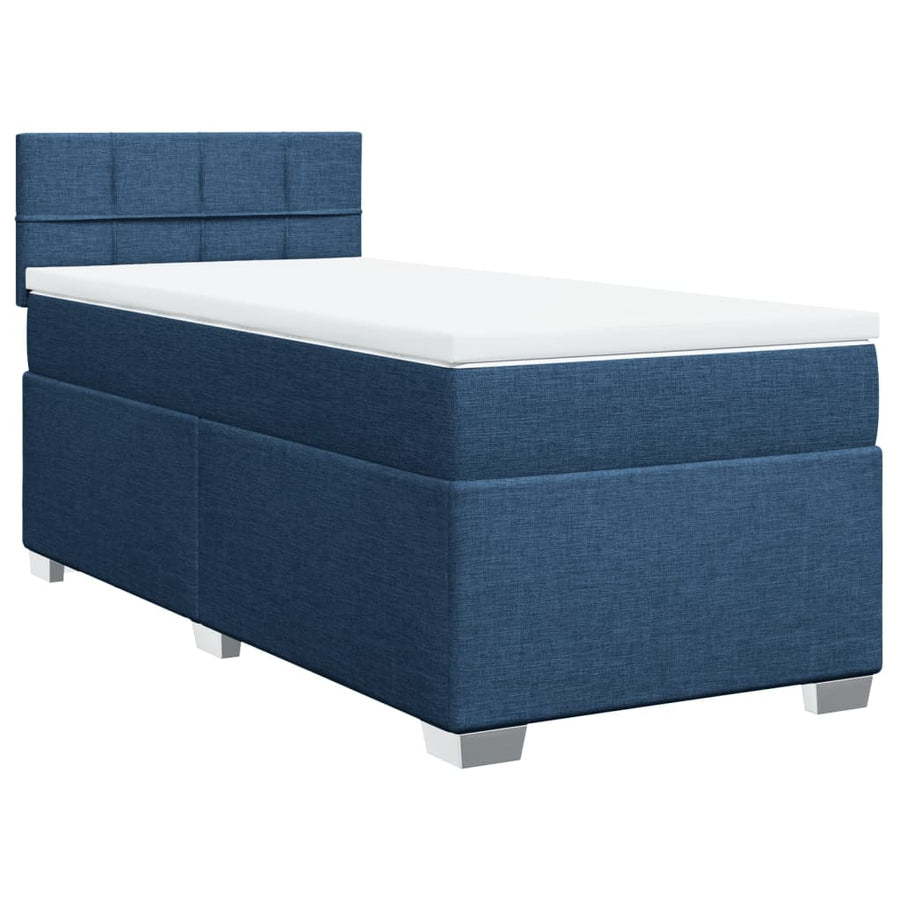 Boxspring met matras stof blauw 100x200 cm