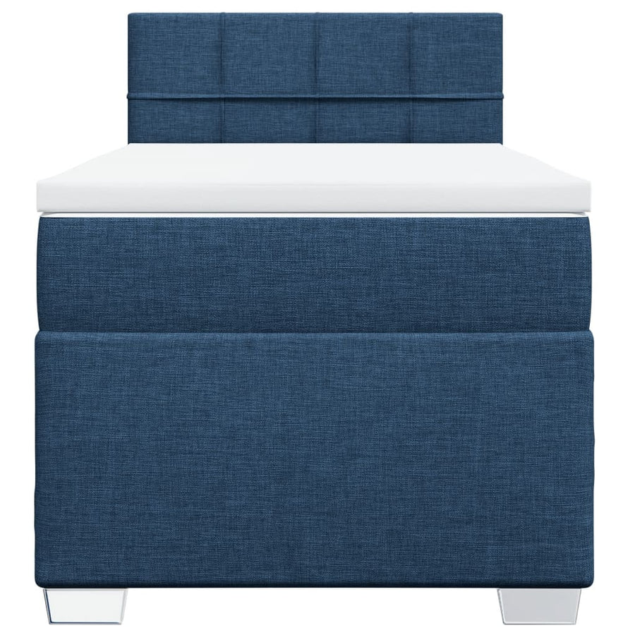 Boxspring met matras stof blauw 100x200 cm