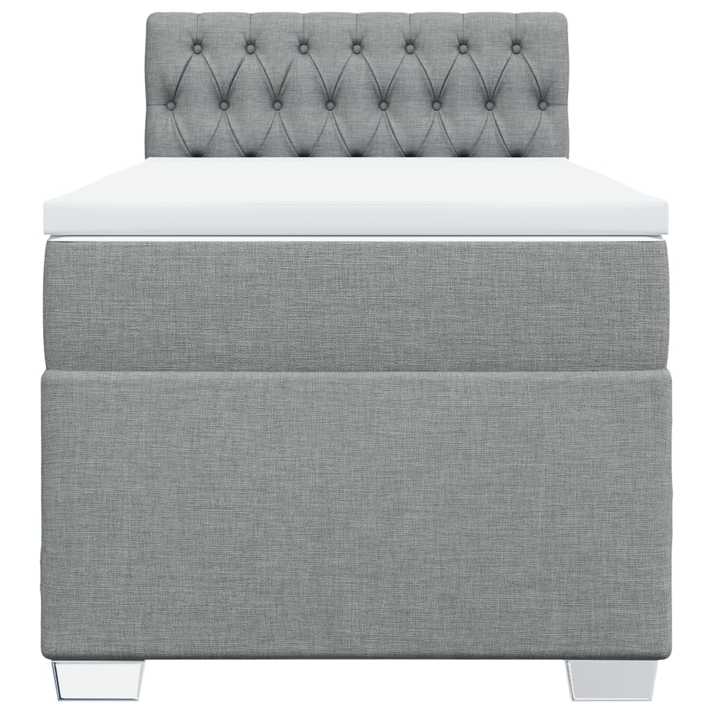 Boxspring met matras stof lichtgrijs 100x200 cm
