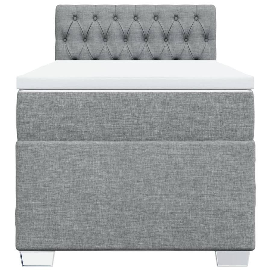 Boxspring met matras stof lichtgrijs 100x200 cm