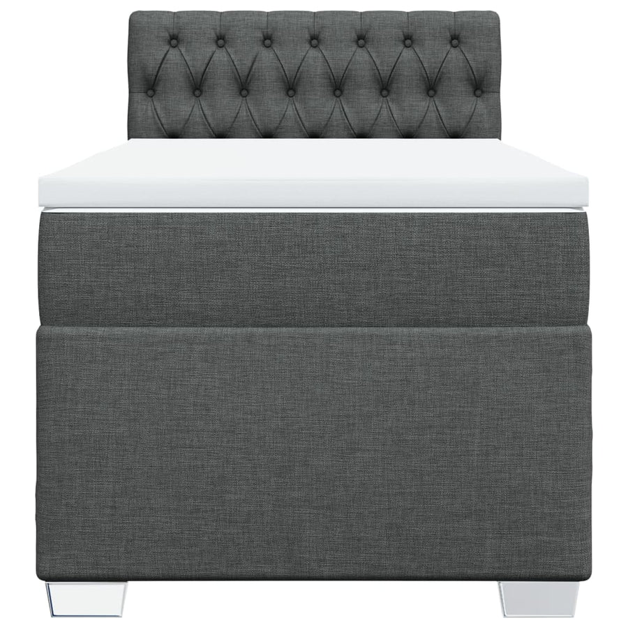 Boxspring met matras stof donkergrijs 100x200 cm