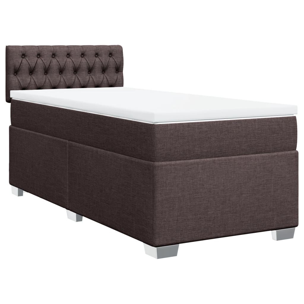 Boxspring met matras stof donkerbruin 100x200 cm